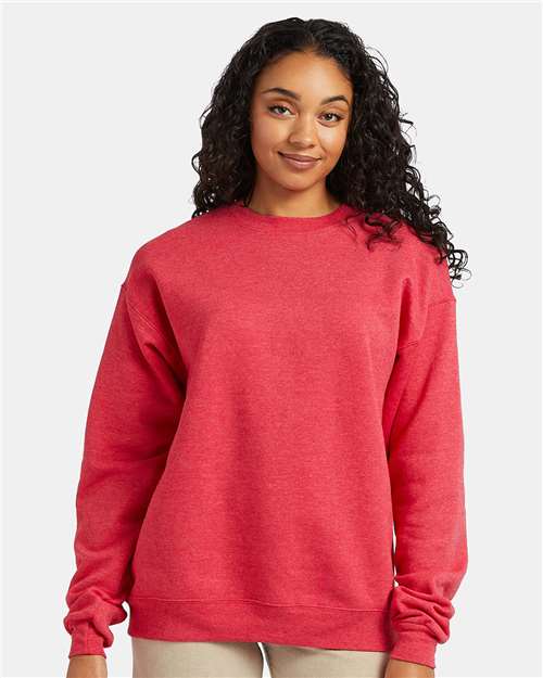 Custom Embroidered - Hanes - Unisex EcoSmart® Crewneck Sweatshirt - Heather Red - P160