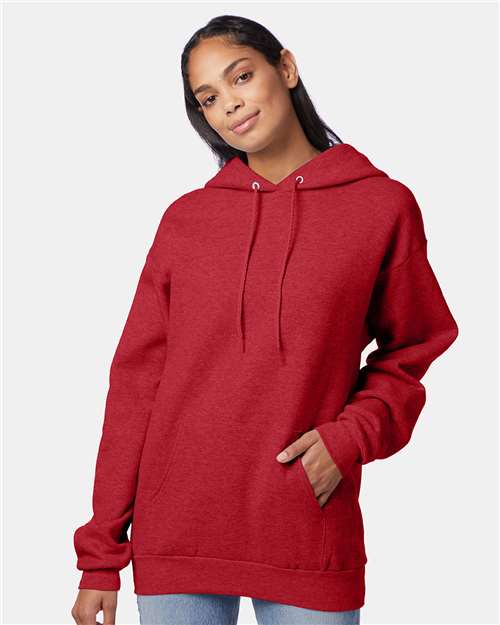 Custom Embroidered - Hanes - Unisex EcoSmart® Hooded Sweatshirt - Heather Red - P170