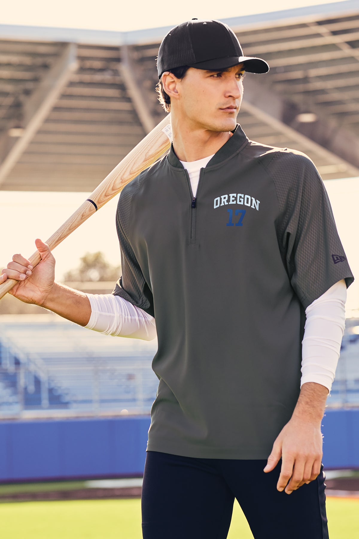 Custom Embroidered - New Era ® Cage Short Sleeve 1/4-Zip Jacket. NEA600