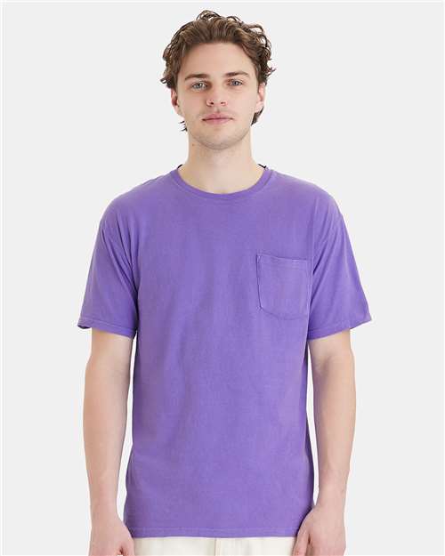 Custom Embroidered - ComfortWash by Hanes - Unisex Garment-Dyed Pocket T-Shirt - Lavender - GDH150