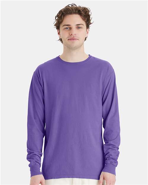 Custom Embroidered - ComfortWash by Hanes - Unisex Garment-Dyed Long Sleeve T-Shirt - Lavender - GDH200