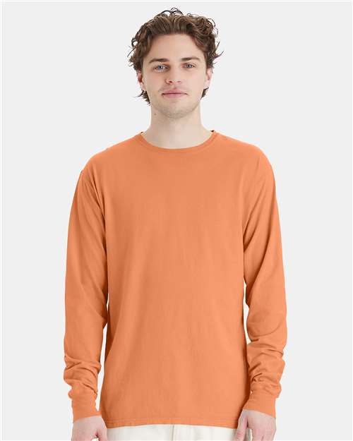 Custom Embroidered - ComfortWash by Hanes - Unisex Garment-Dyed Long Sleeve T-Shirt - Horizon Orange - GDH200