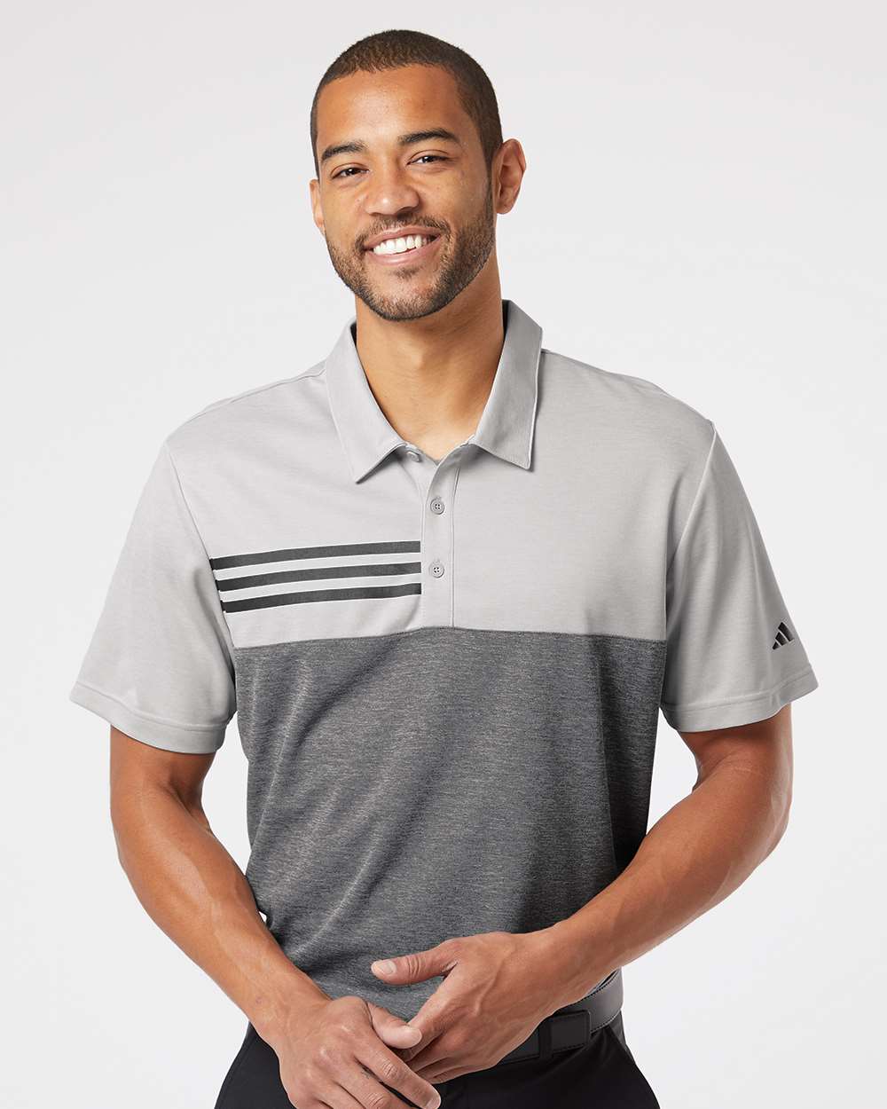 Custom Embroidery - Adidas - Heathered Colorblocked 3-Stripes Polo - A508