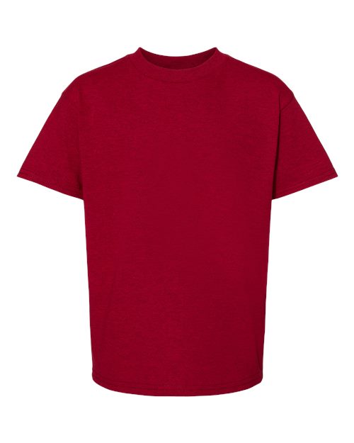 Custom Embroidered - Hanes - Youth Essential-T T-Shirt - Red Pepper Heather - 5480