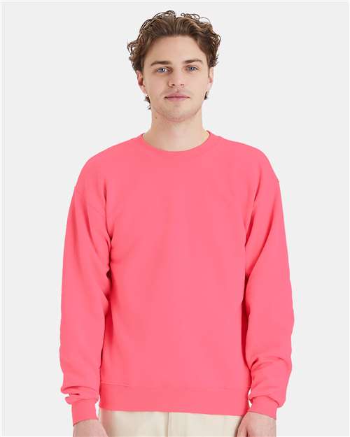 Custom Embroidered - Hanes - Unisex EcoSmart® Crewneck Sweatshirt - Safety Pink - P160