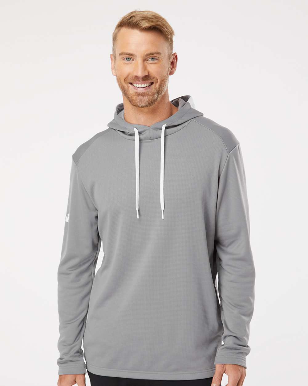 Custom Embroidery - Adidas - Textured Mixed Media Hooded Sweatshirt - A530