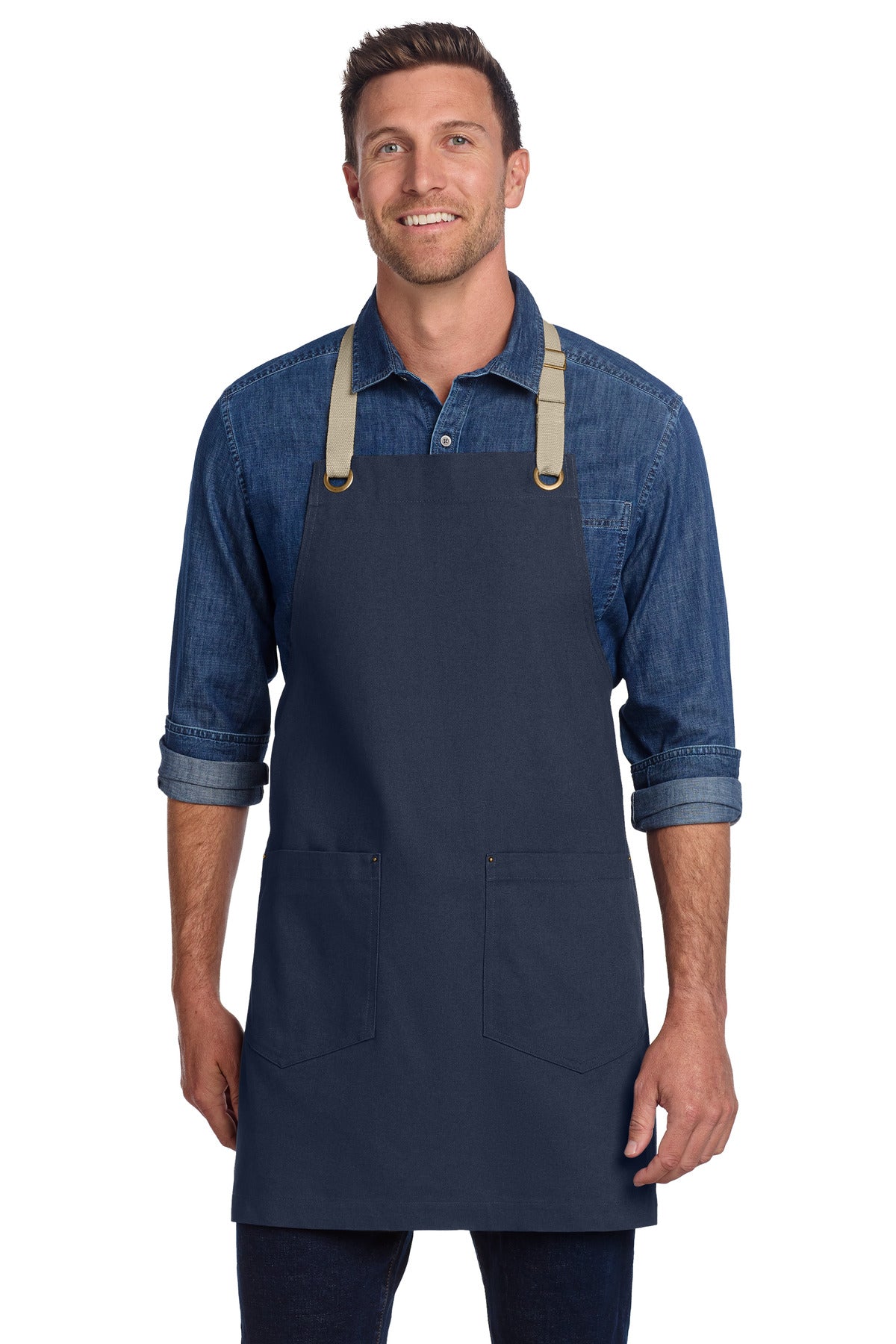 Custom Embroidery or DTF Print - Port Authority ® Canvas Full-Length Two-Pocket Apron A815