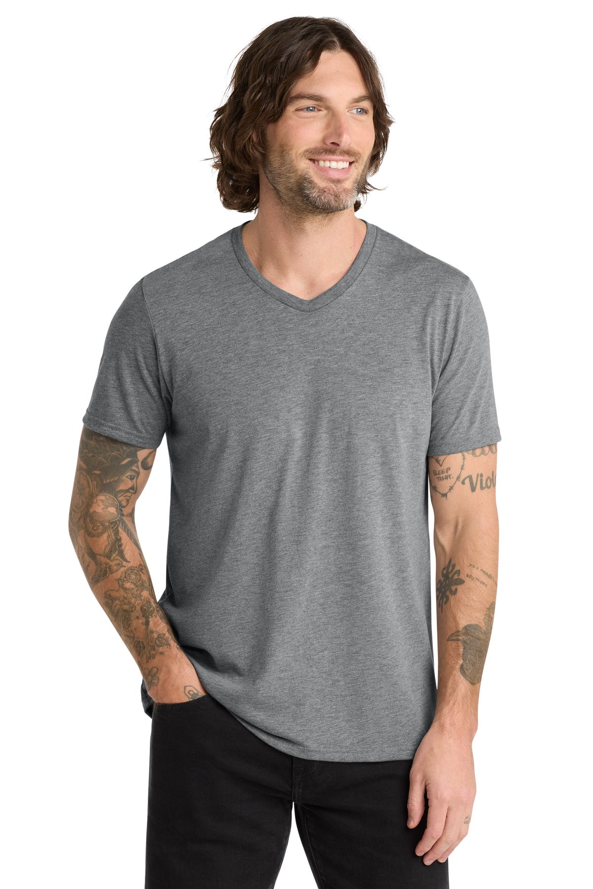 Custom Embroidery or DTF Print - Allmade ® Unisex Tri-Blend V-Neck Tee AL2014