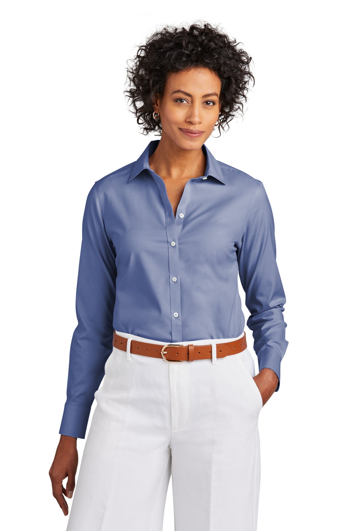 Custom Embroidered - Brooks Brothers© Women's Wrinkle-Free Stretch Pinpoint Shirt BB18001