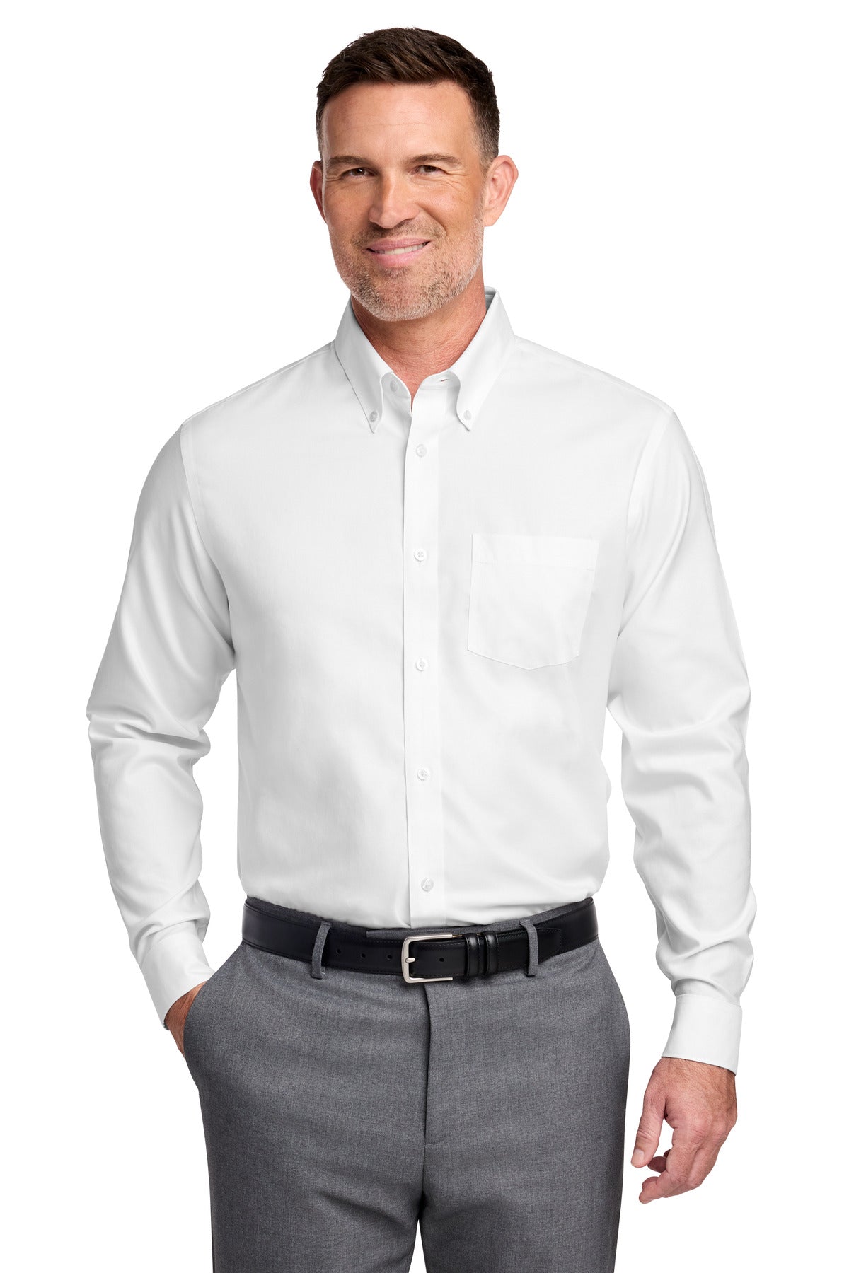 Custom Embroidery or DTF Print - Brooks Brothers ® Wrinkle-Free Stretch Nailhead Shirt BB18002