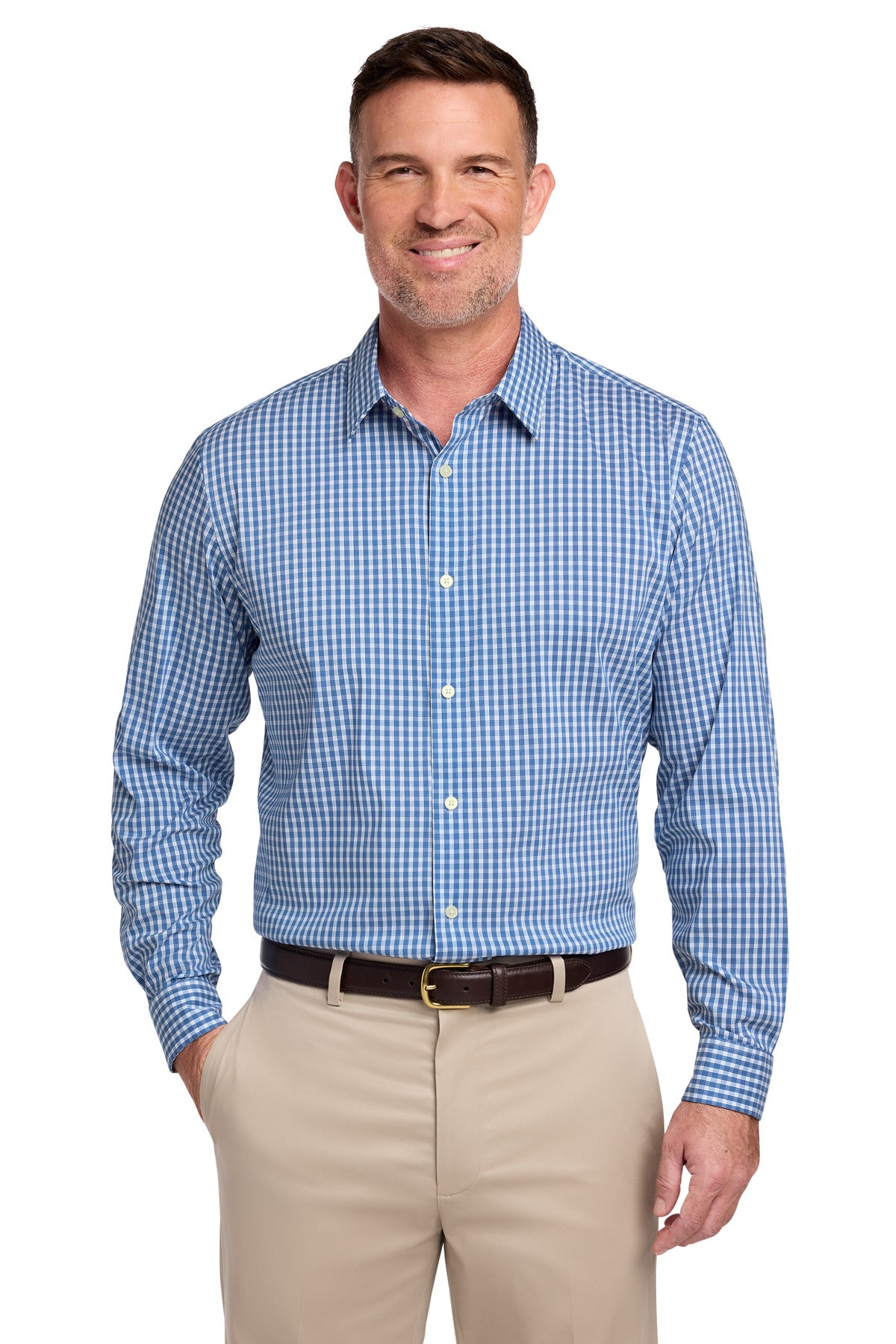Custom Embroidery or DTF Print - Brooks Brothers ® Tech Stretch Patterned Shirt BB18006