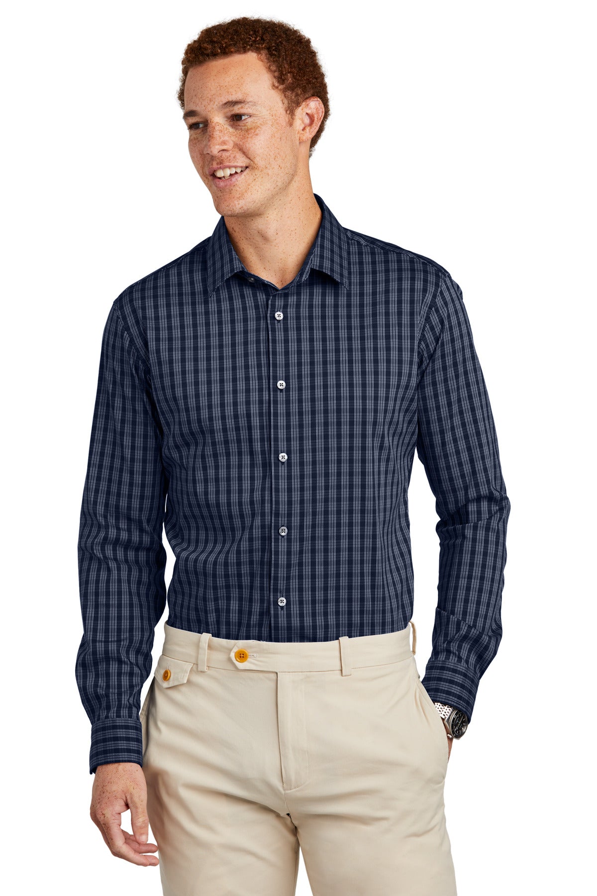 Custom Embroidered - Brooks Brothers© Tech Stretch Patterned Shirt BB18006