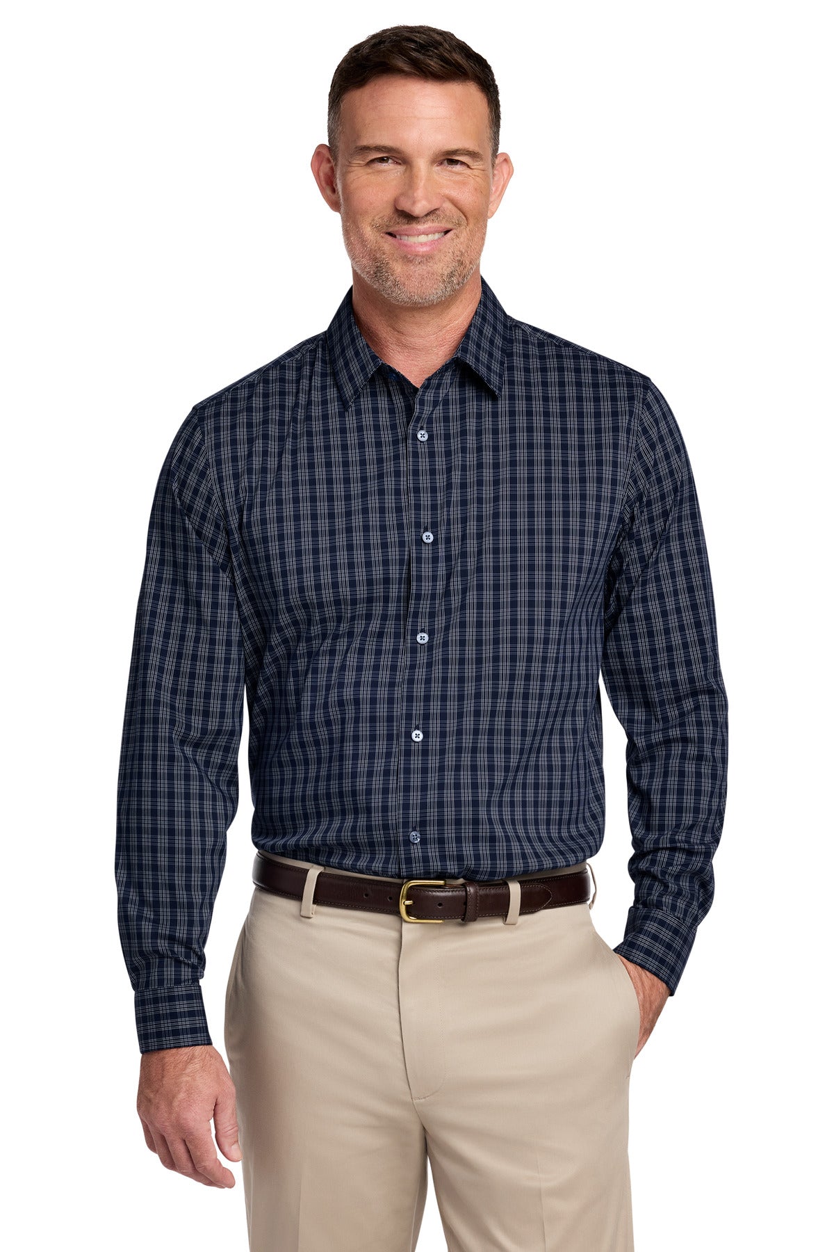 Custom Embroidery or DTF Print - Brooks Brothers ® Tech Stretch Patterned Shirt BB18006