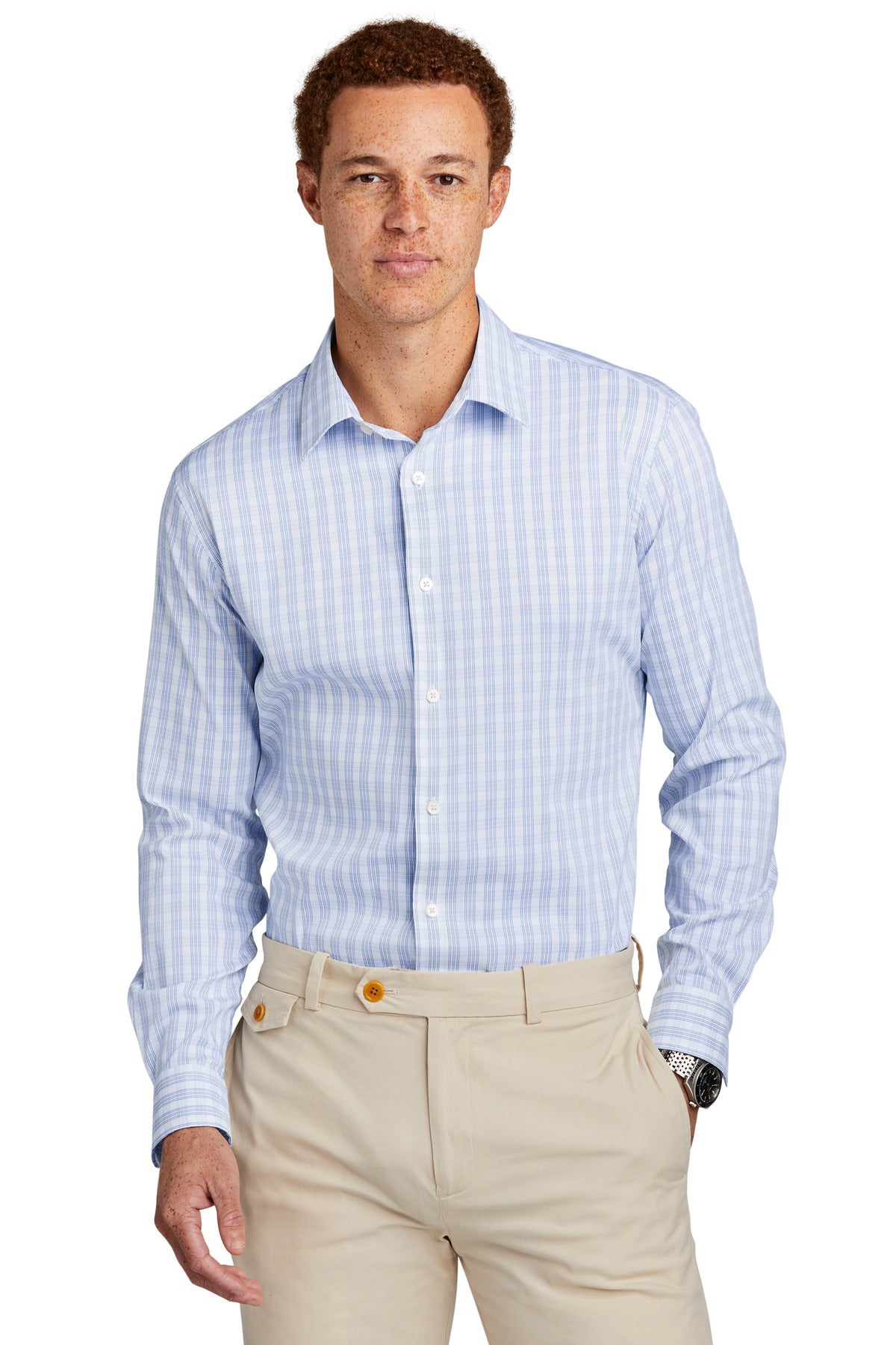 Custom Embroidered - Brooks Brothers© Tech Stretch Patterned Shirt BB18006