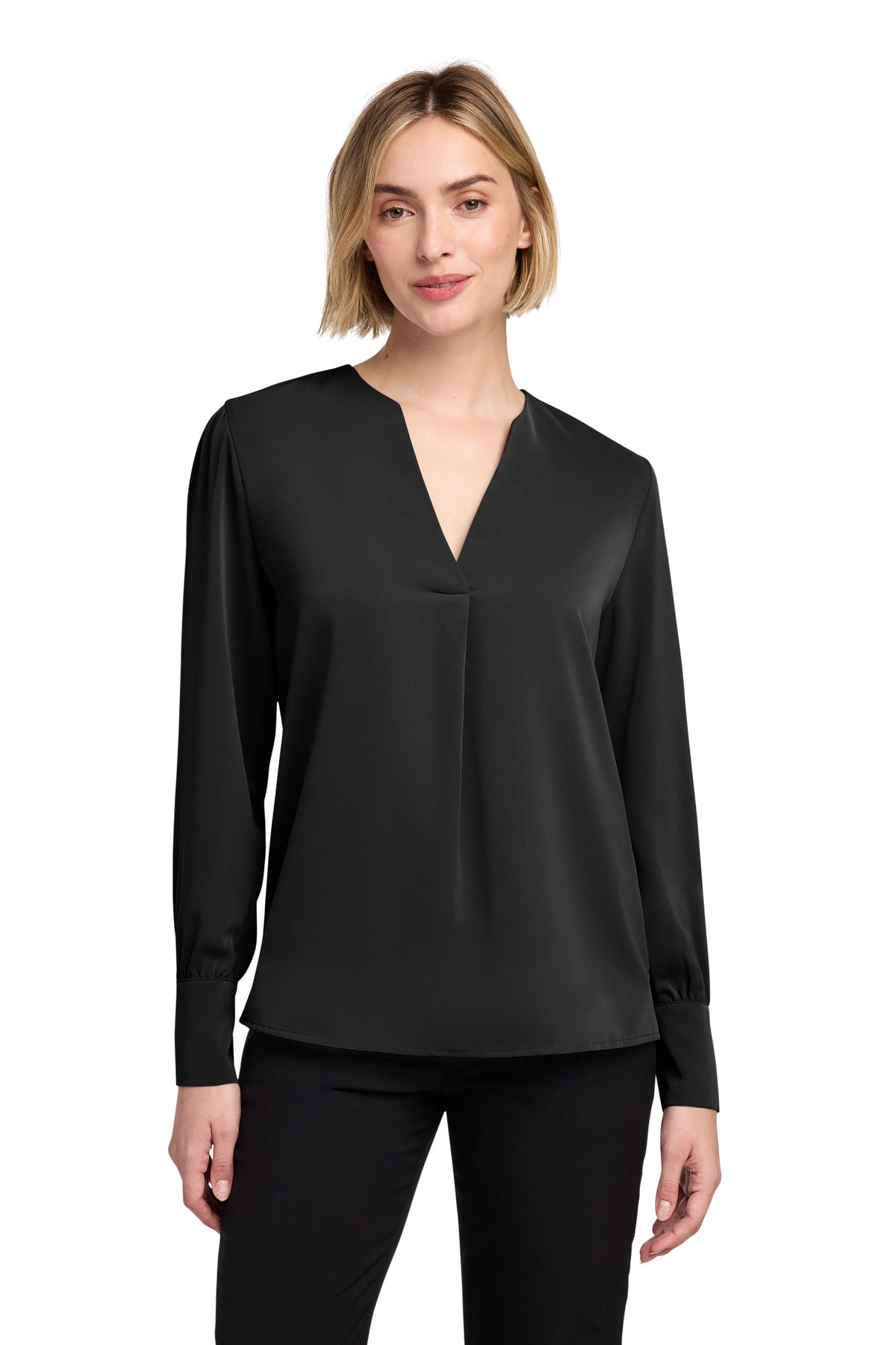 Custom Embroidery or DTF Print - Brooks Brothers ® Women's Open-Neck Satin Blouse BB18009
