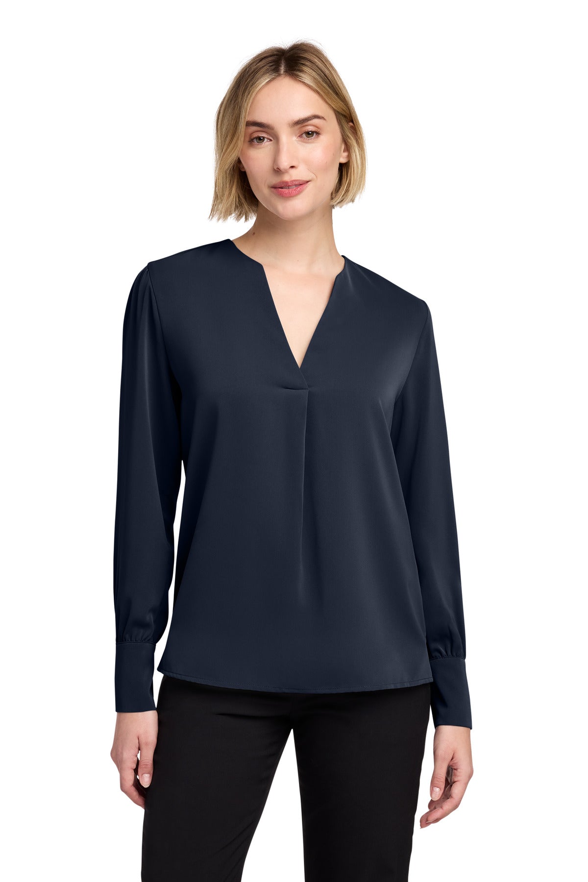 Custom Embroidery or DTF Print - Brooks Brothers ® Women's Open-Neck Satin Blouse BB18009