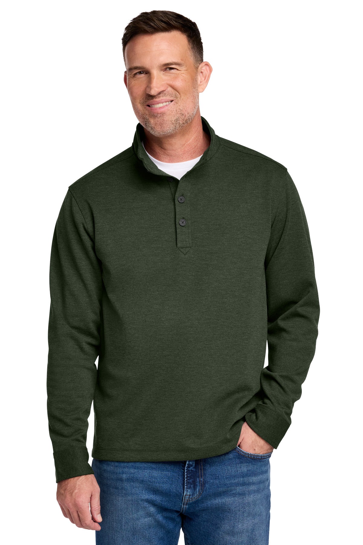 Custom Embroidery or DTF Print - Brooks Brothers ® Mid-Layer Stretch 1/2-Button BB18202
