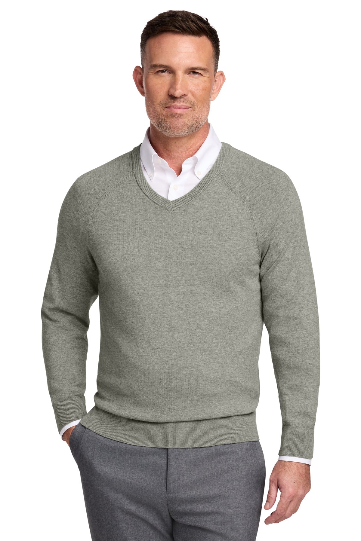 Custom Embroidery or DTF Print - Brooks Brothers ® Cotton Stretch V-Neck Sweater BB18400