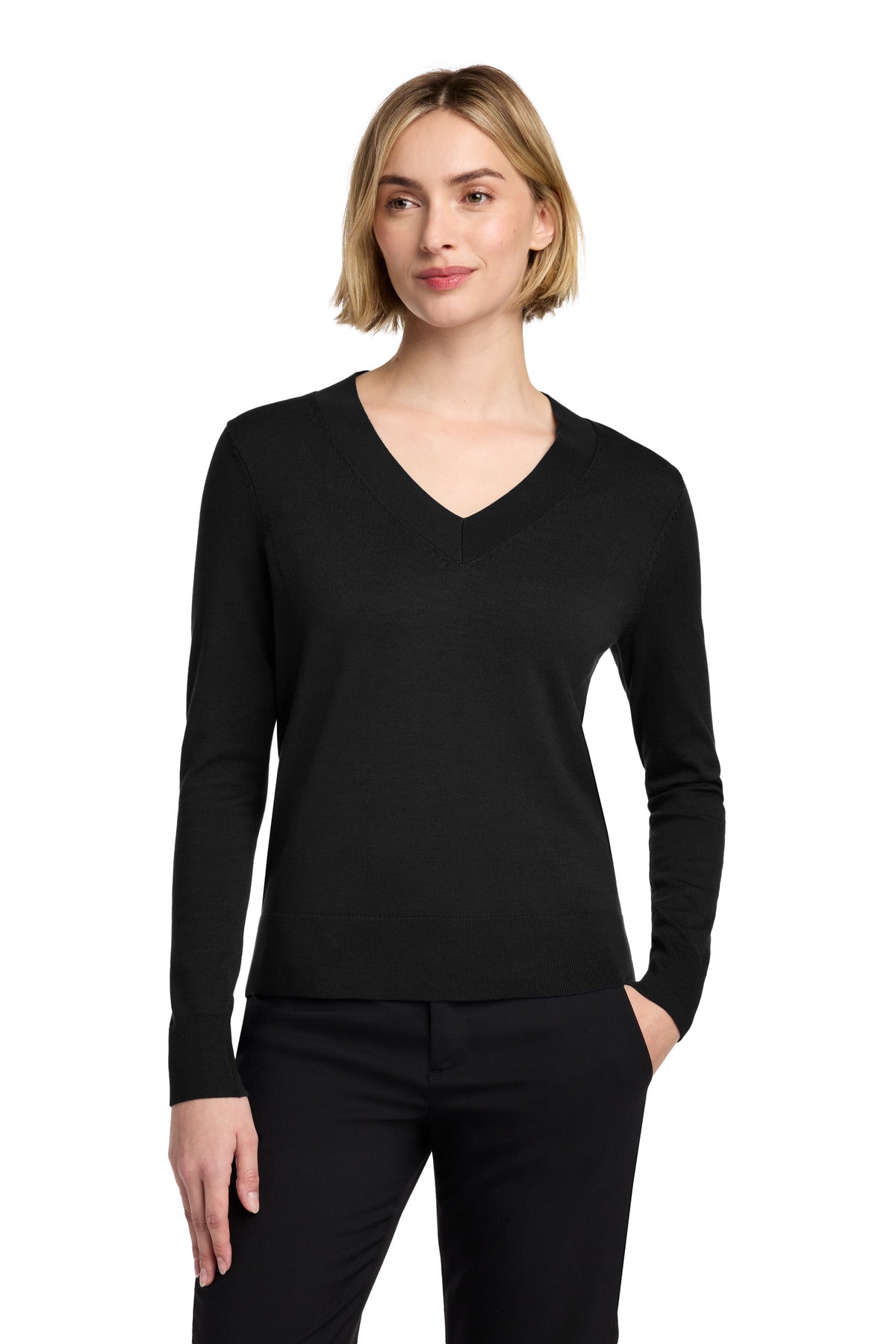 Custom Embroidery or DTF Print - Brooks Brothers ® Women's Cotton Stretch V-Neck Sweater BB18401