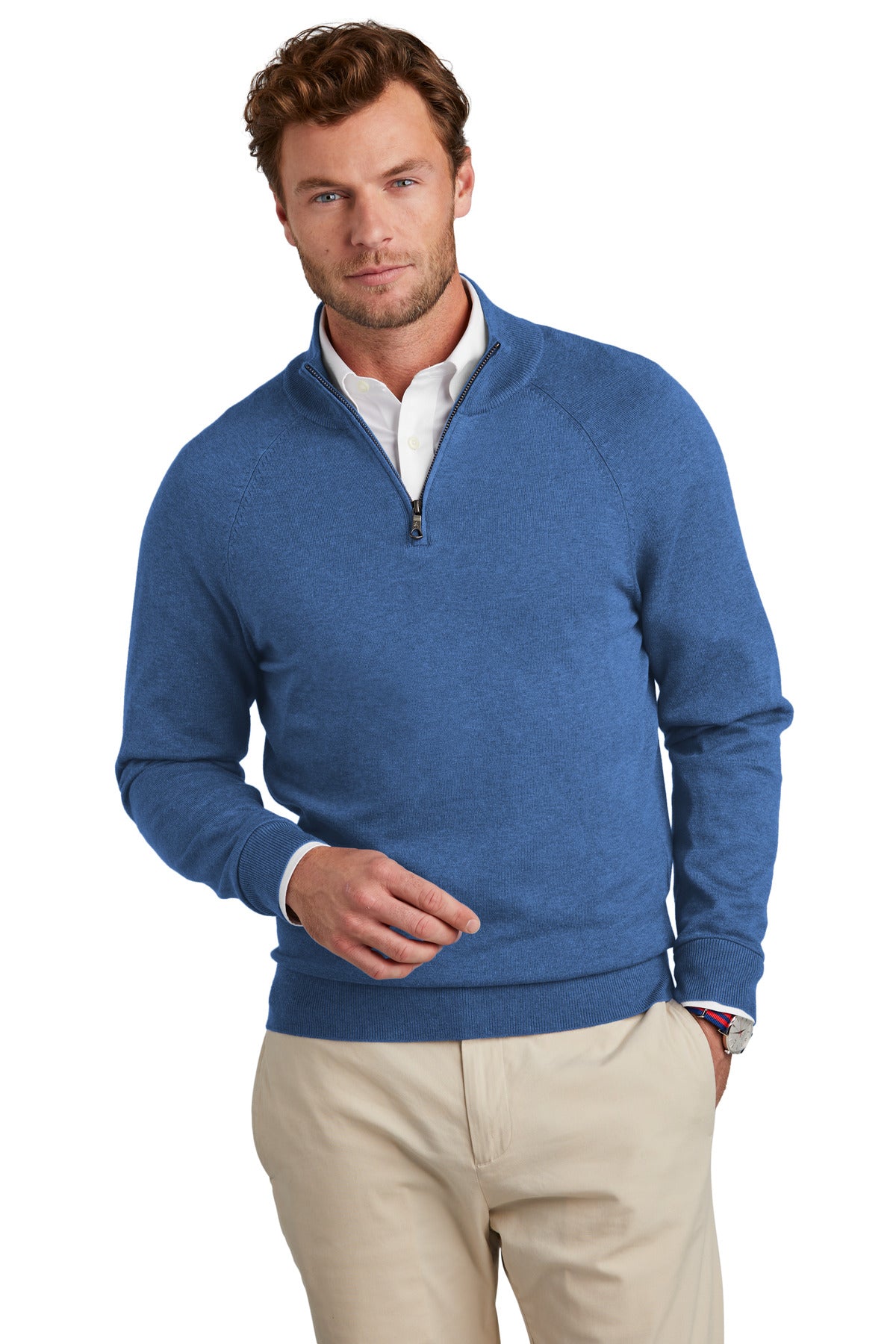 Custom Embroidered - Brooks Brothers© Cotton Stretch 1/4-Zip Sweater BB18402