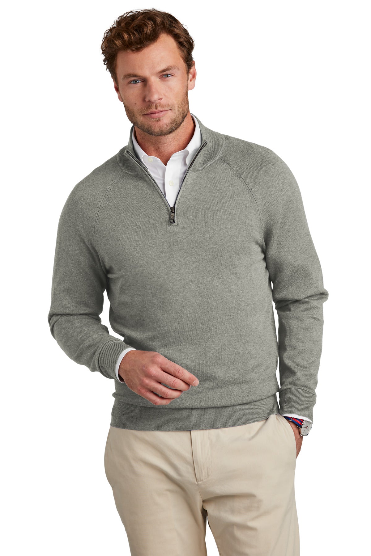 Custom Embroidered - Brooks Brothers© Cotton Stretch 1/4-Zip Sweater BB18402