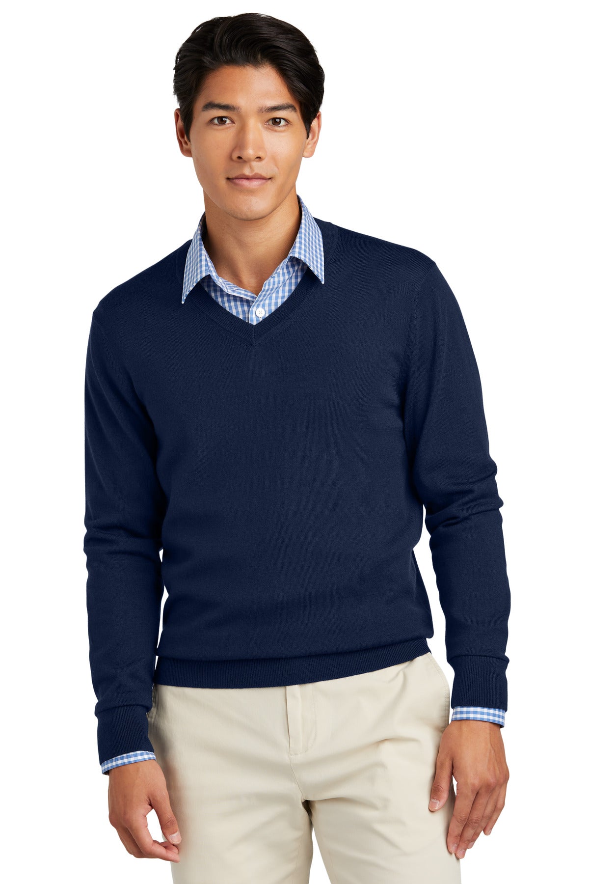 Custom Embroidered - Brooks Brothers© Washable Merino V-Neck Sweater BB18410