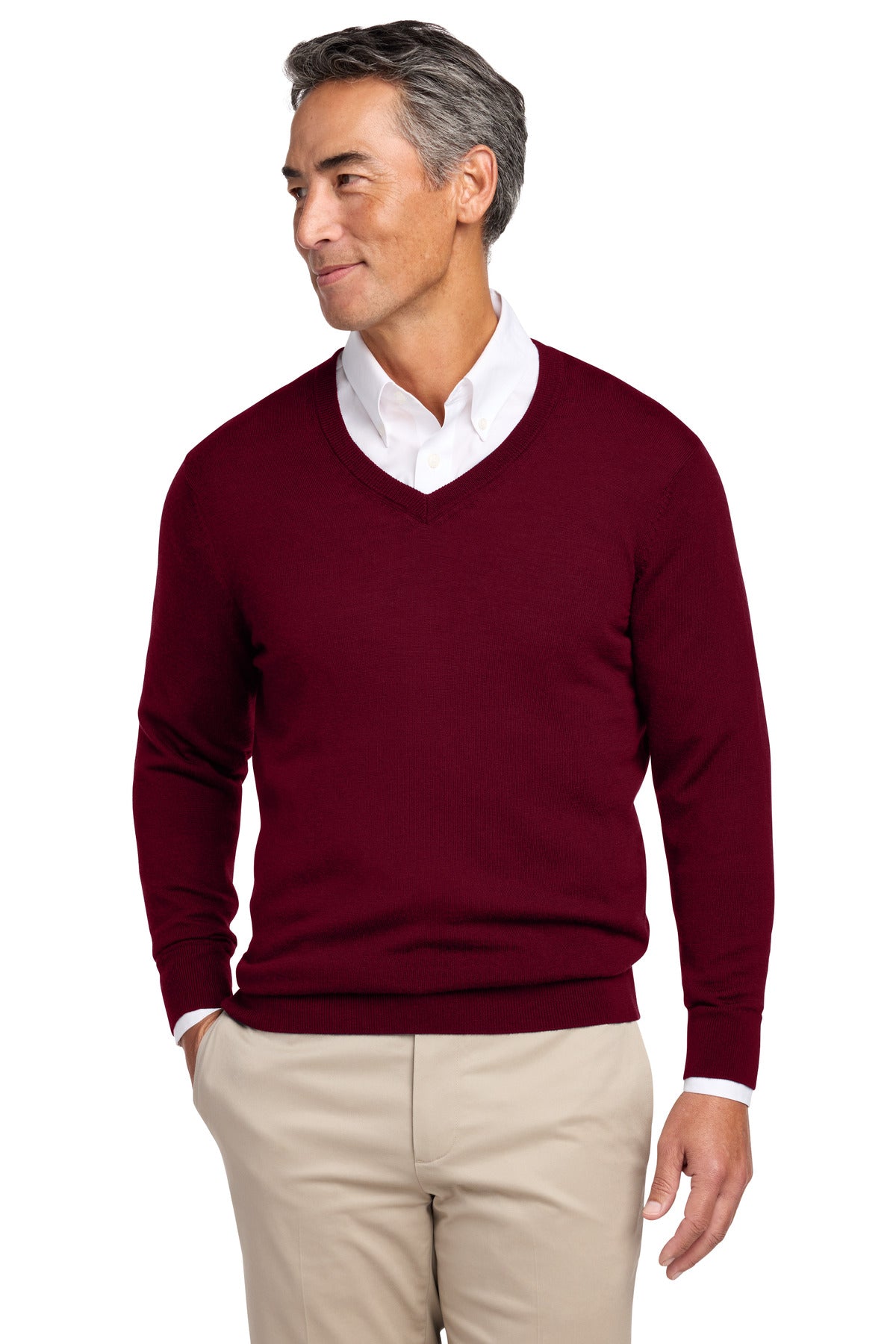 Custom Embroidery or DTF Print - Brooks Brothers ® Washable Merino V-Neck Sweater BB18410