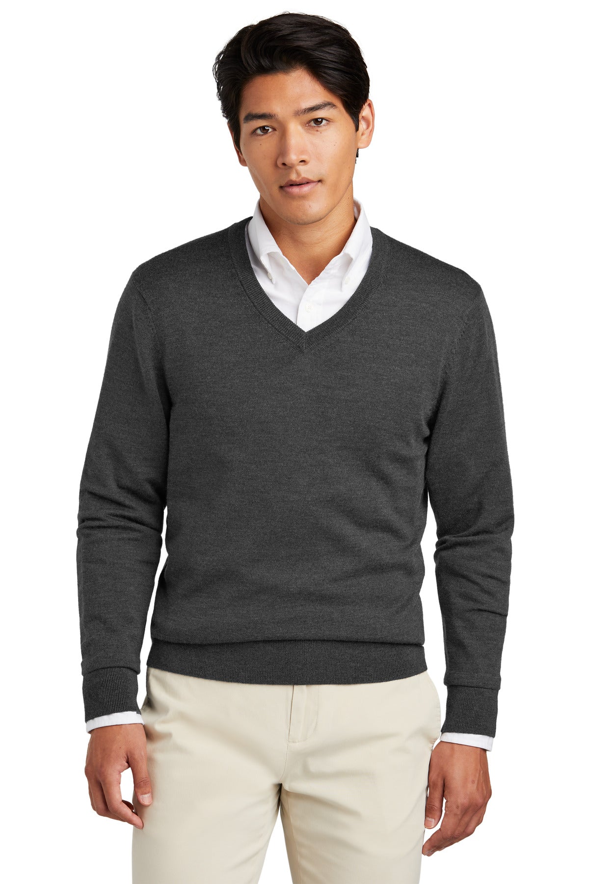 Custom Embroidered - Brooks Brothers© Washable Merino V-Neck Sweater BB18410