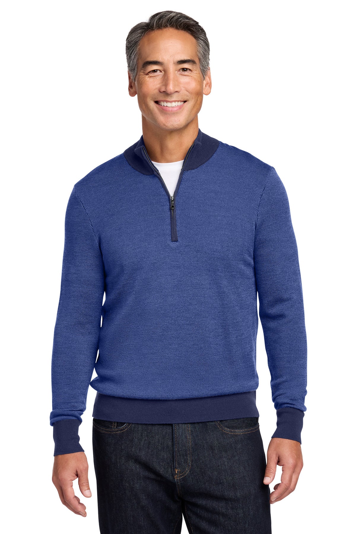 Custom Embroidery or DTF Print - Brooks Brothers ® Washable Merino Birdseye 1/4-Zip Sweater BB18412