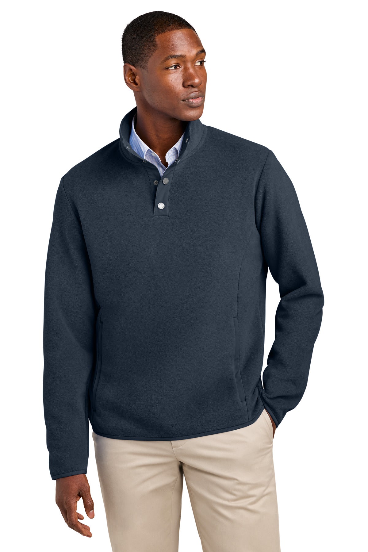 Custom Embroidery or DTF Print - Brooks Brothers ® Fleece 1/4-Snap Neck BB18612