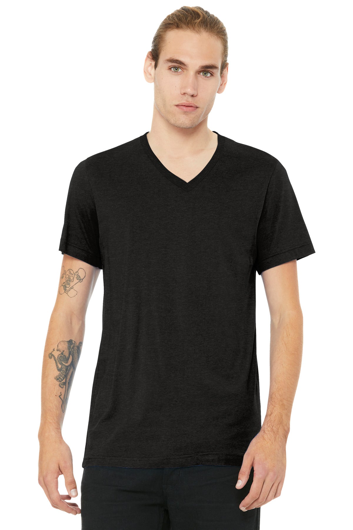 Custom Embroidery or DTF Print - BELLA+CANVAS ® Unisex Heather CVC V-Neck Tee BC3005CVC