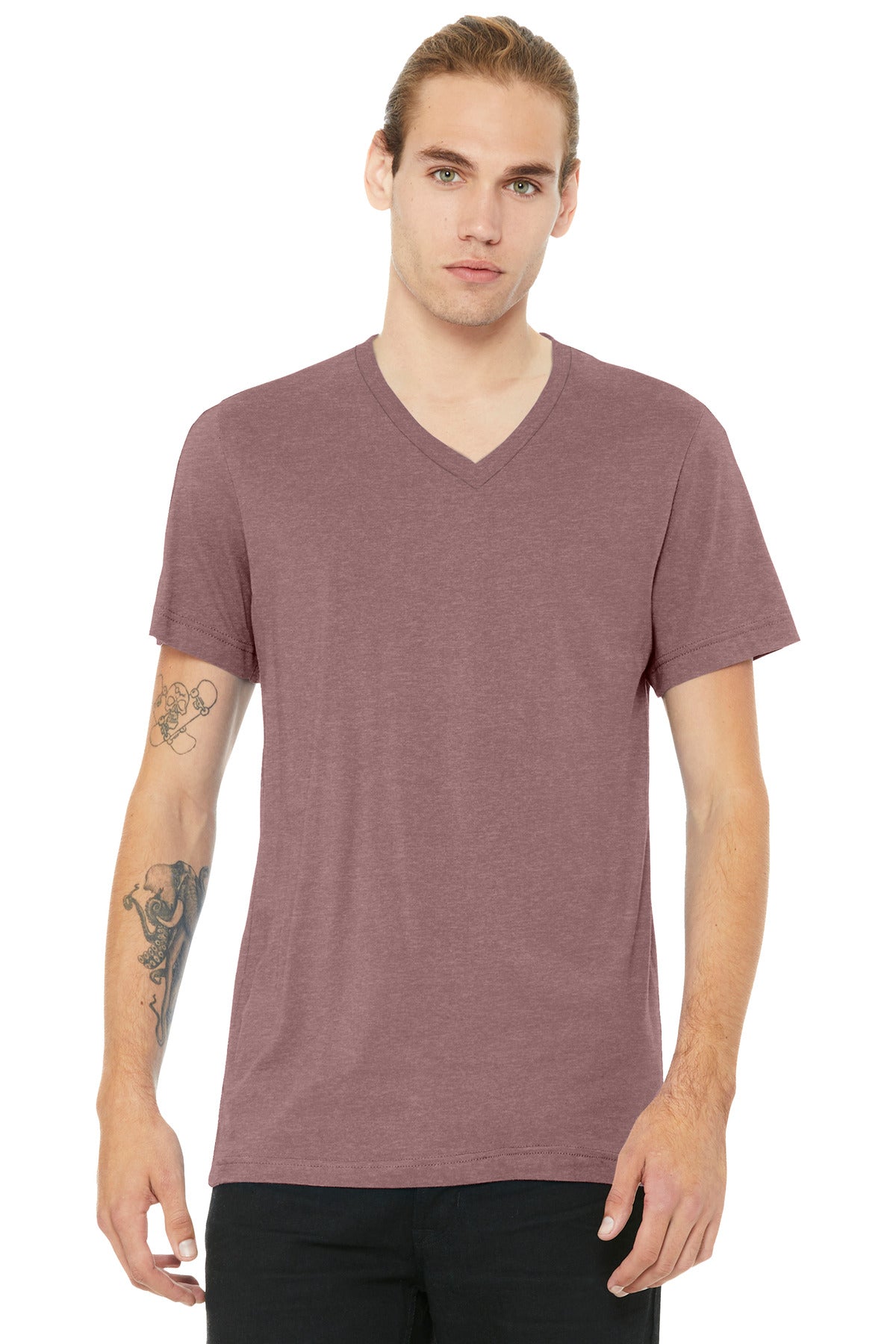 Custom Embroidery or DTF Print - BELLA+CANVAS ® Unisex Heather CVC V-Neck Tee BC3005CVC