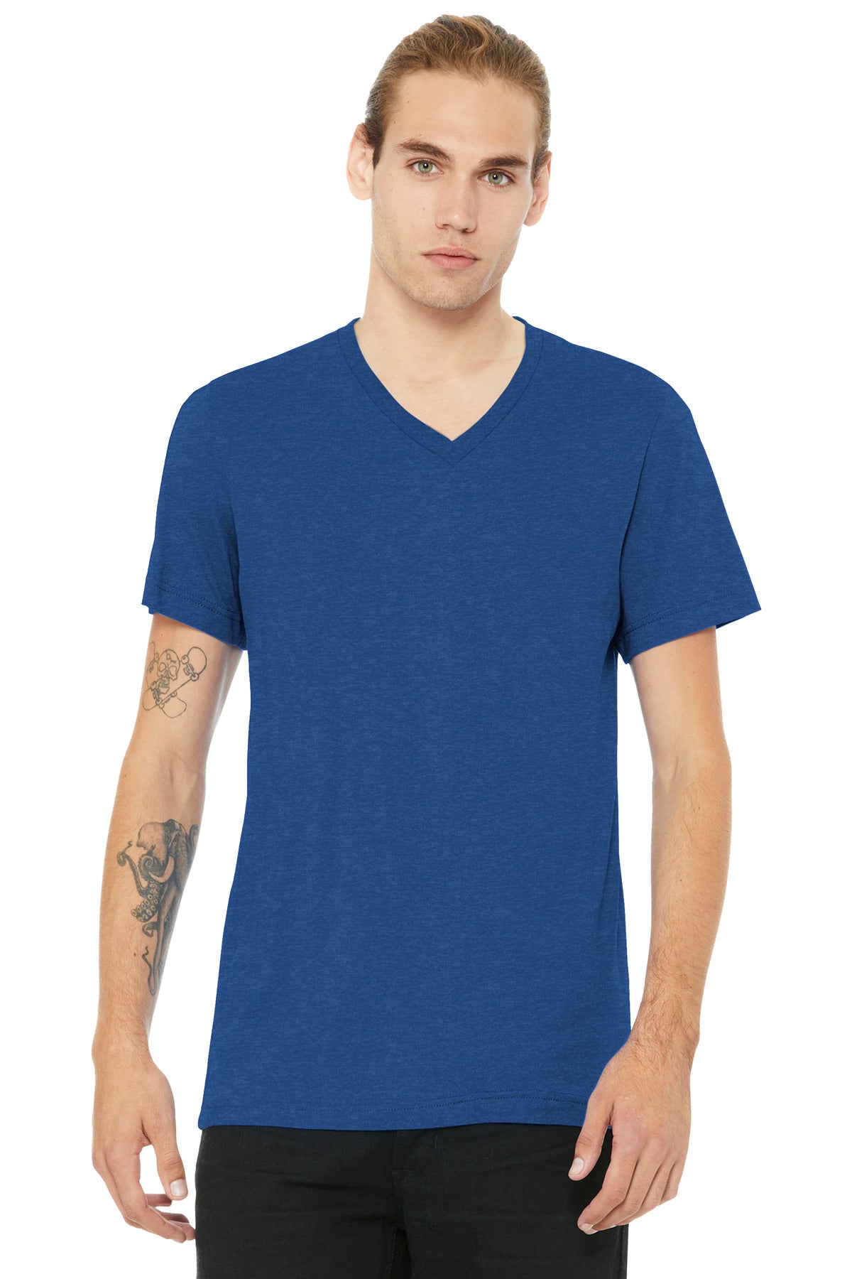 Custom Embroidery or DTF Print - BELLA+CANVAS ® Unisex Heather CVC V-Neck Tee BC3005CVC