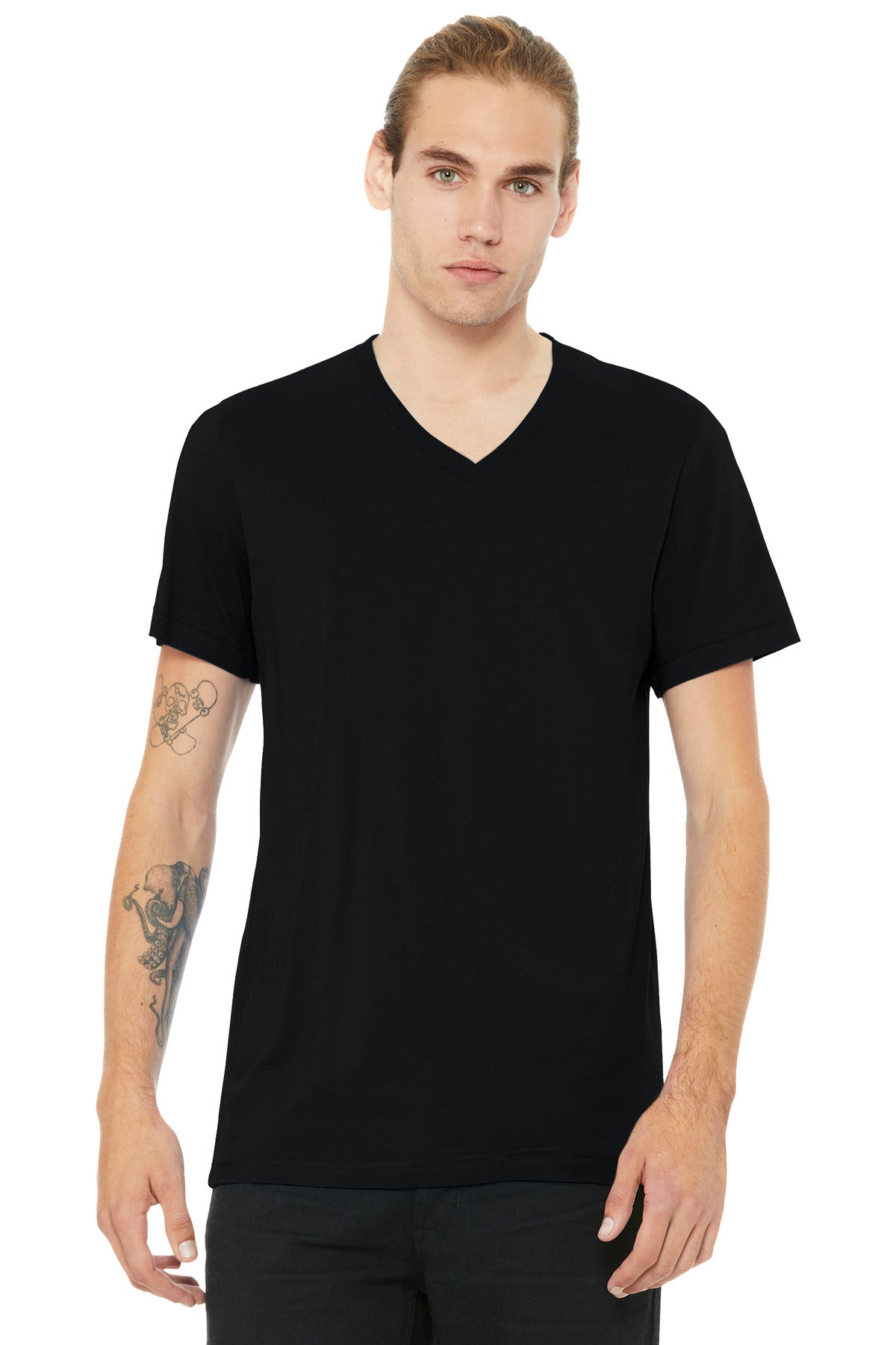 Custom Embroidery or DTF Print - BELLA+CANVAS ® Unisex Heather CVC V-Neck Tee BC3005CVC