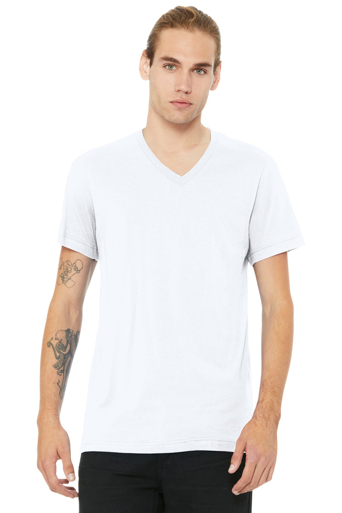 Custom Embroidery or DTF Print - BELLA+CANVAS ® Unisex Heather CVC V-Neck Tee BC3005CVC