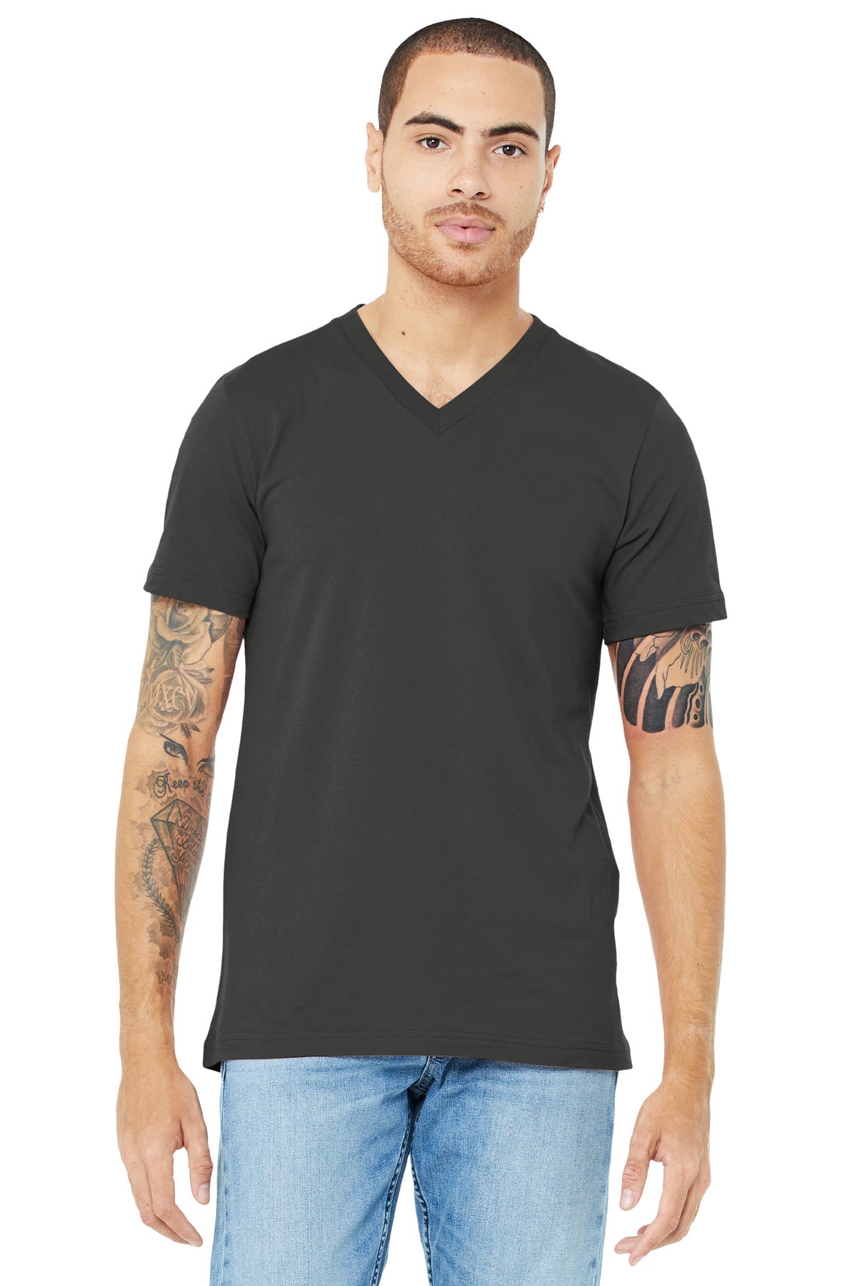 Custom Embroidery or DTF Print - BELLA+CANVAS ® Unisex Jersey Short Sleeve V-Neck Tee. BC3005