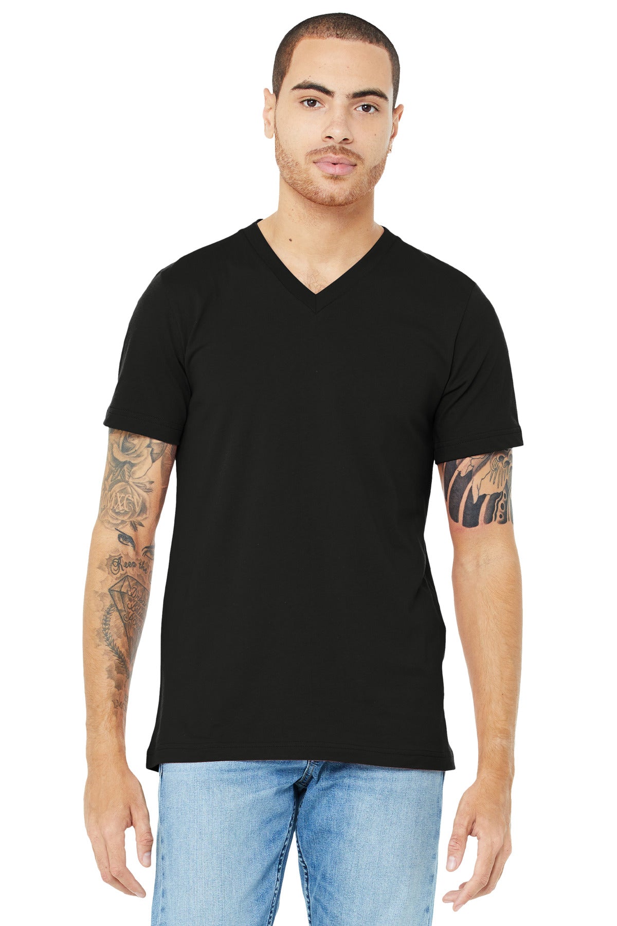 Custom Embroidery or DTF Print - BELLA+CANVAS ® Unisex Jersey Short Sleeve V-Neck Tee. BC3005