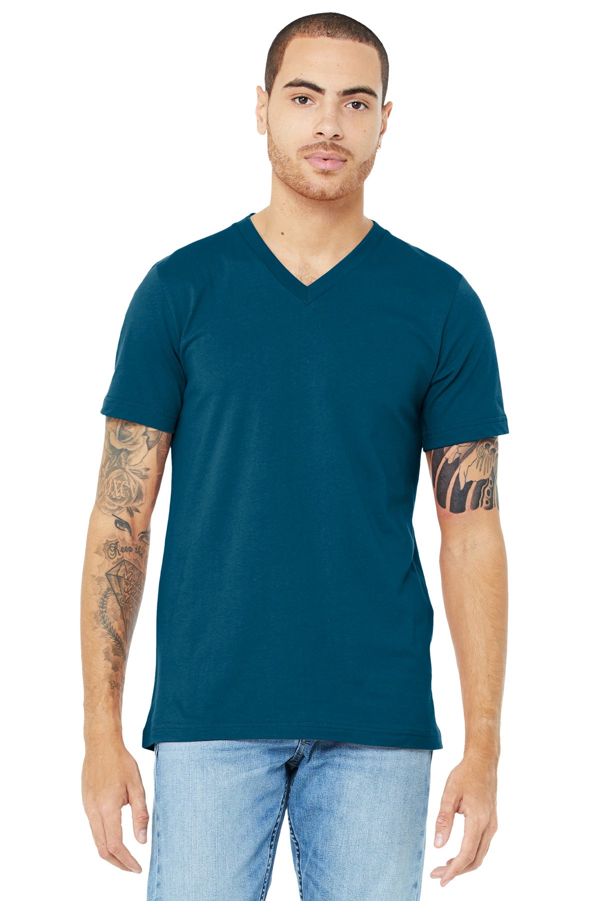 Custom Embroidery or DTF Print - BELLA+CANVAS ® Unisex Jersey Short Sleeve V-Neck Tee. BC3005