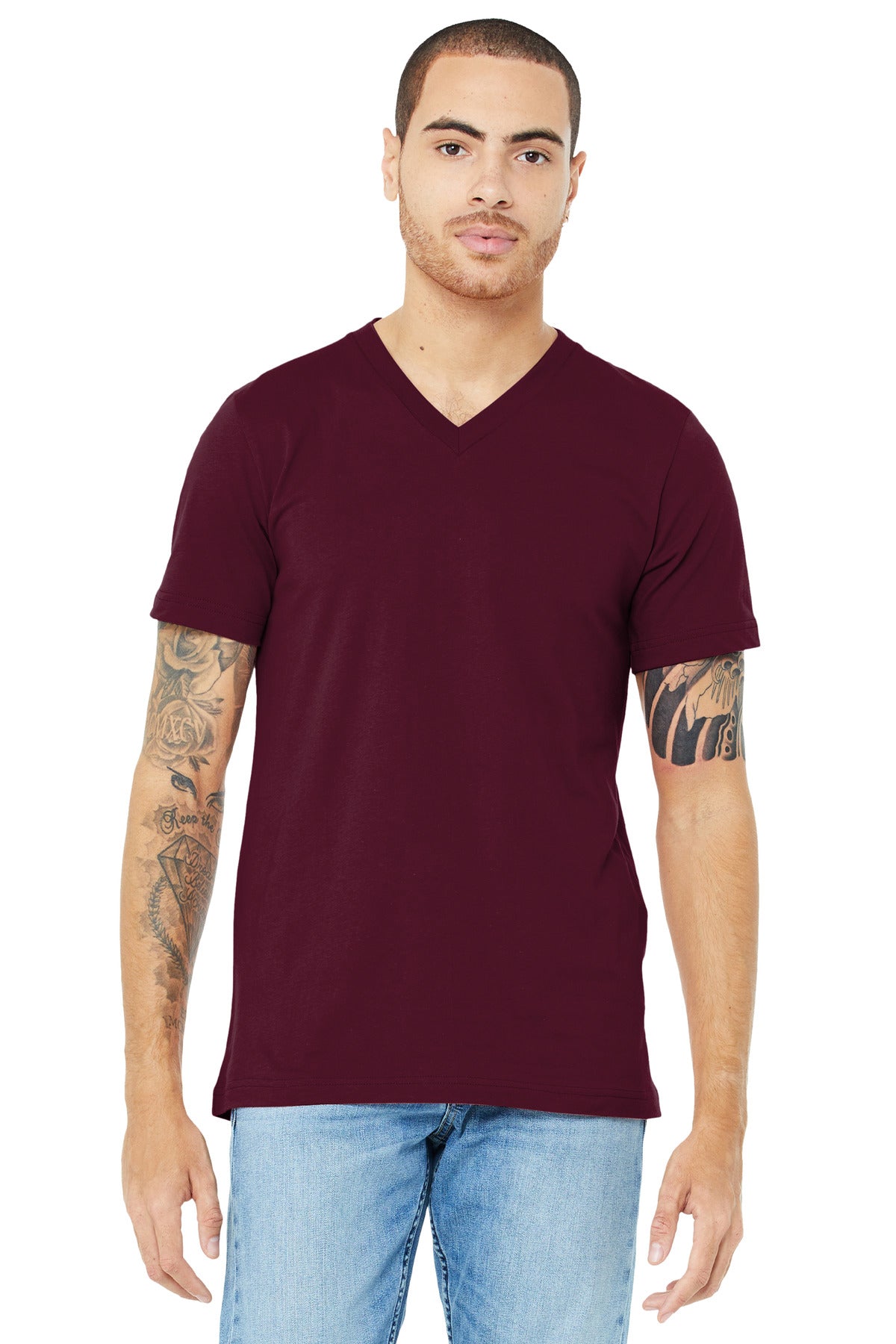 Custom Embroidery or DTF Print - BELLA+CANVAS ® Unisex Jersey Short Sleeve V-Neck Tee. BC3005