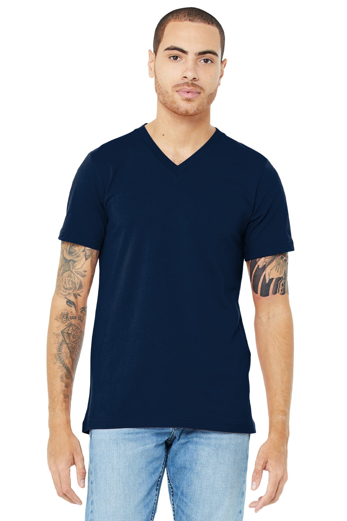 Custom Embroidery or DTF Print - BELLA+CANVAS ® Unisex Jersey Short Sleeve V-Neck Tee. BC3005