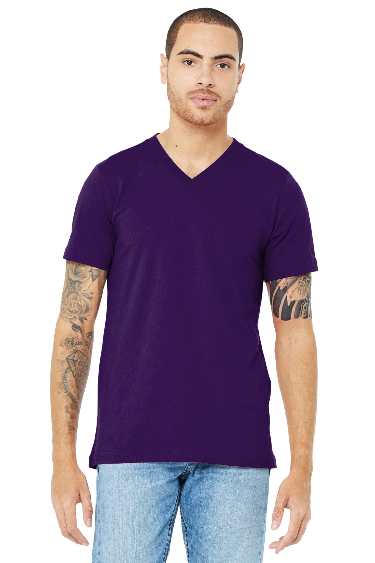 Custom Embroidery or DTF Print - BELLA+CANVAS ® Unisex Jersey Short Sleeve V-Neck Tee. BC3005