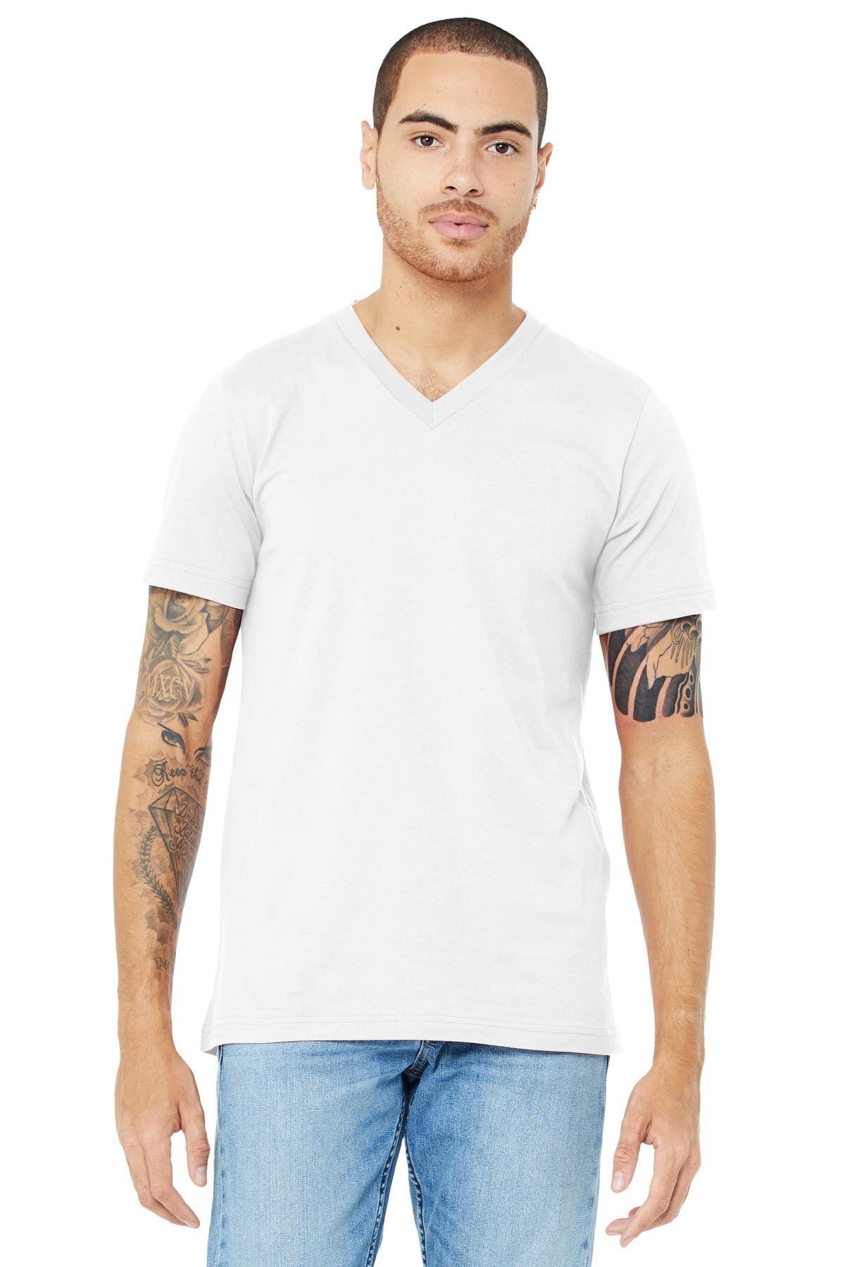 Custom Embroidery or DTF Print - BELLA+CANVAS ® Unisex Jersey Short Sleeve V-Neck Tee. BC3005