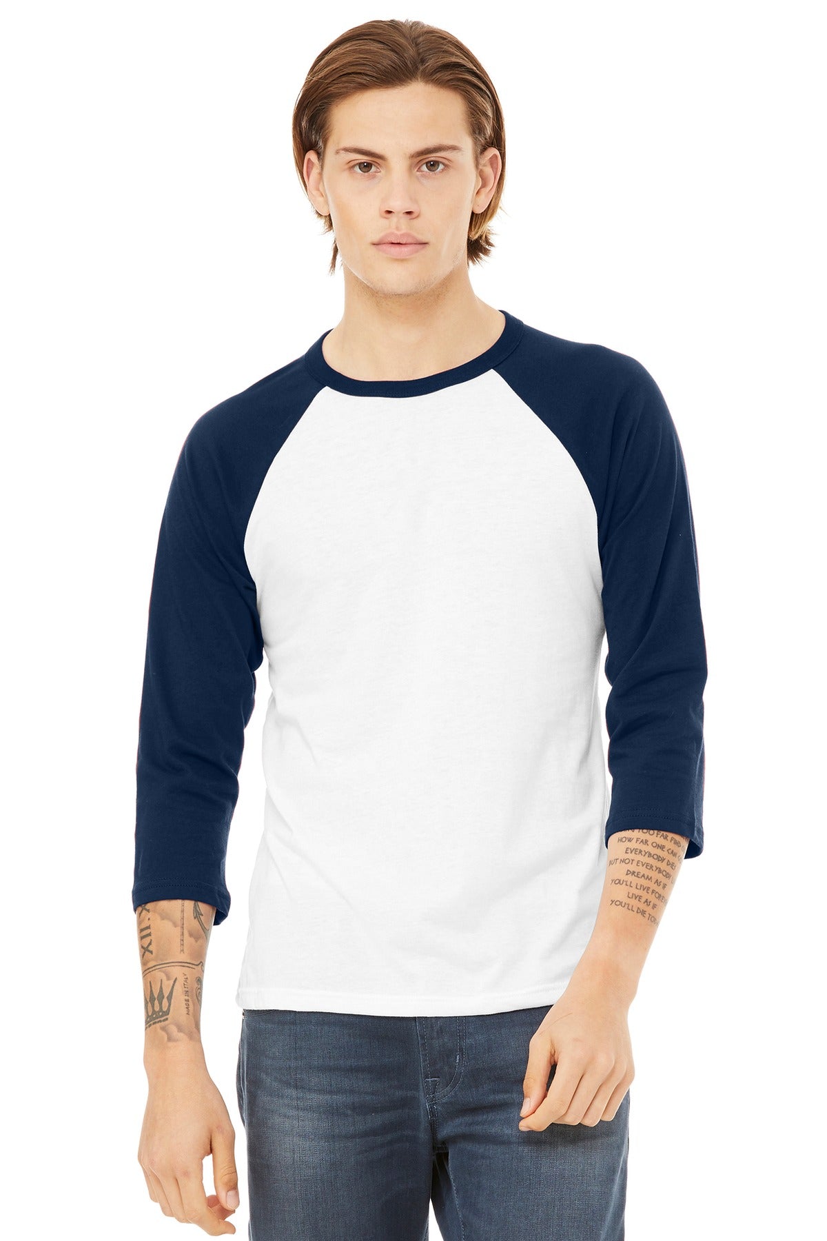 Custom Embroidery or DTF Print - BELLA+CANVAS ® Unisex 3/4-Sleeve Baseball Tee. BC3200