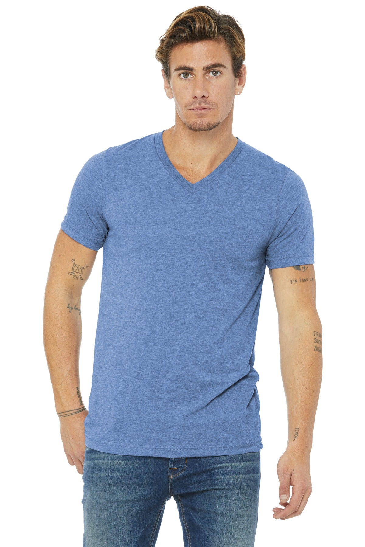 Custom Embroidery or DTF Print - DISCONTINUED BELLA+CANVAS ® Unisex Triblend Short Sleeve V-Neck Tee. BC3415