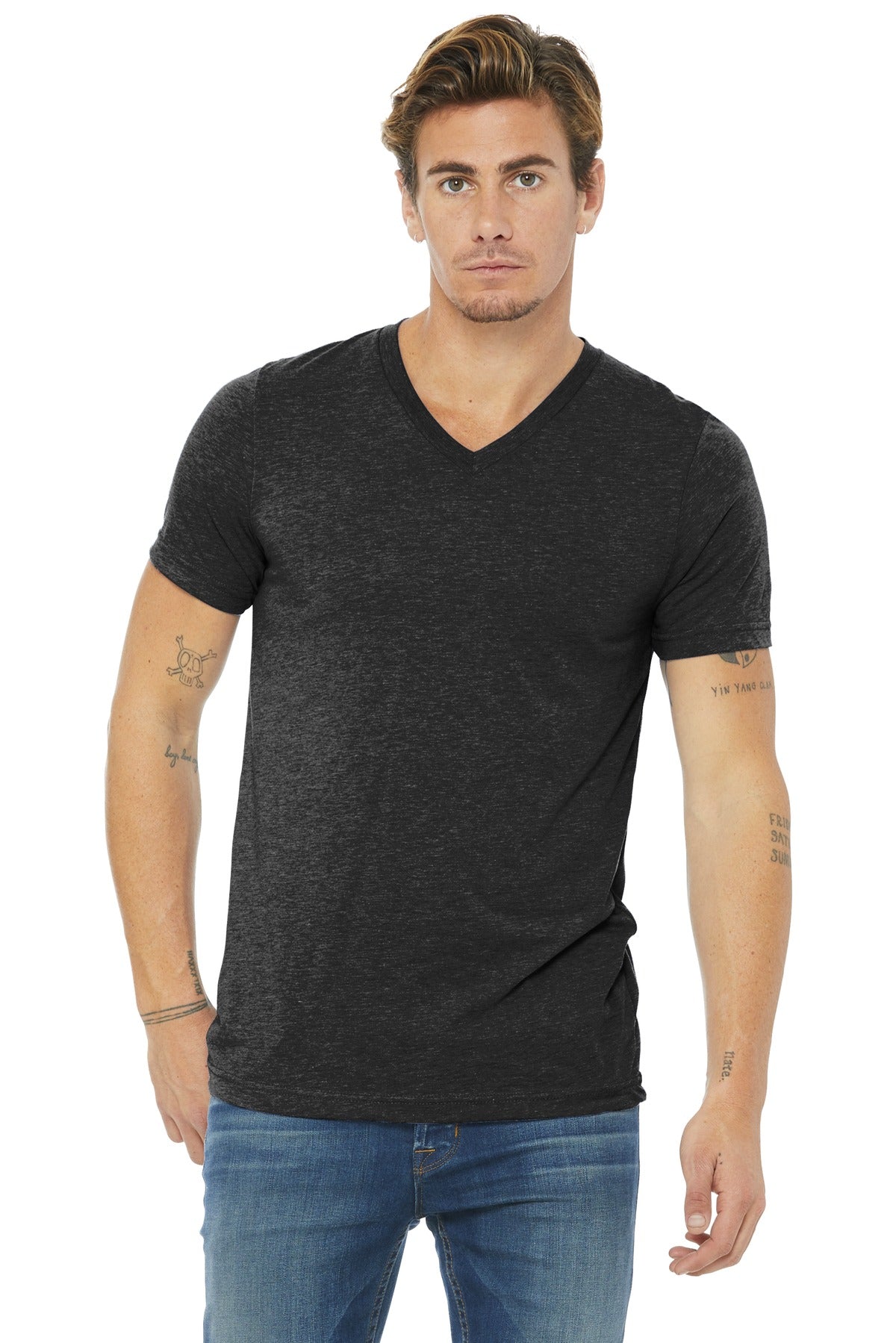 Custom Embroidery or DTF Print - DISCONTINUED BELLA+CANVAS ® Unisex Triblend Short Sleeve V-Neck Tee. BC3415