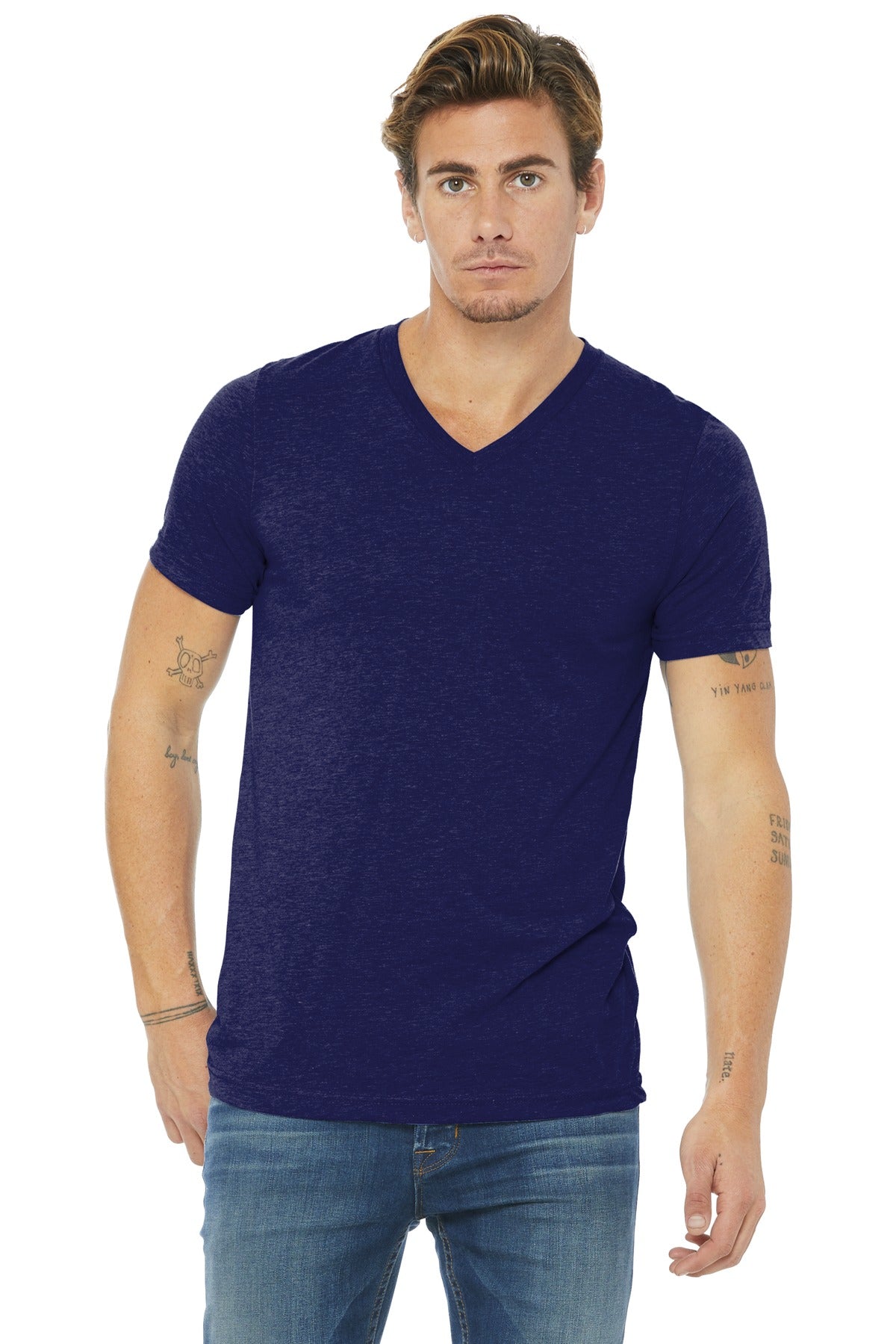 Custom Embroidery or DTF Print - DISCONTINUED BELLA+CANVAS ® Unisex Triblend Short Sleeve V-Neck Tee. BC3415