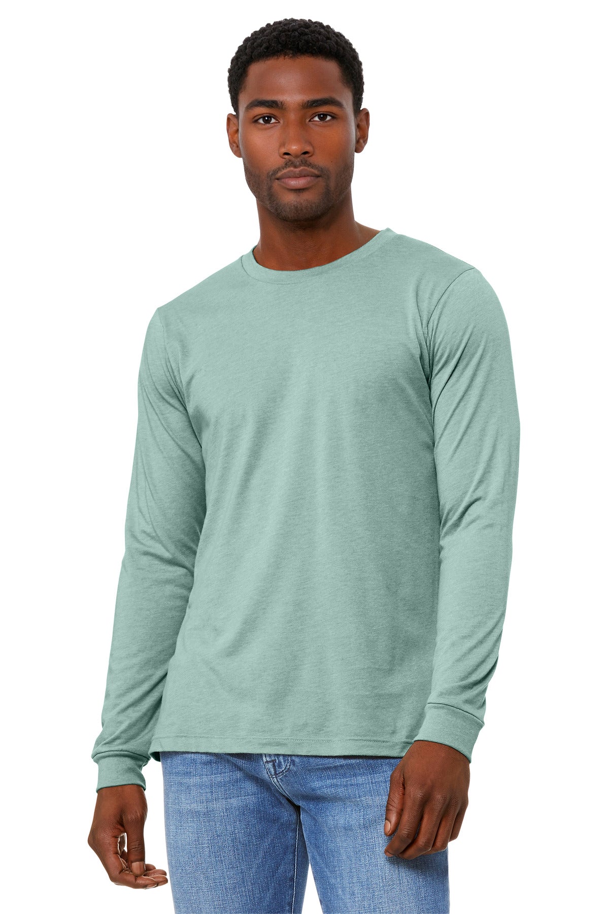 Custom Embroidery or DTF Print - BELLA+CANVAS ® Unisex Heather CVC Long Sleeve Tee BC3501CVC