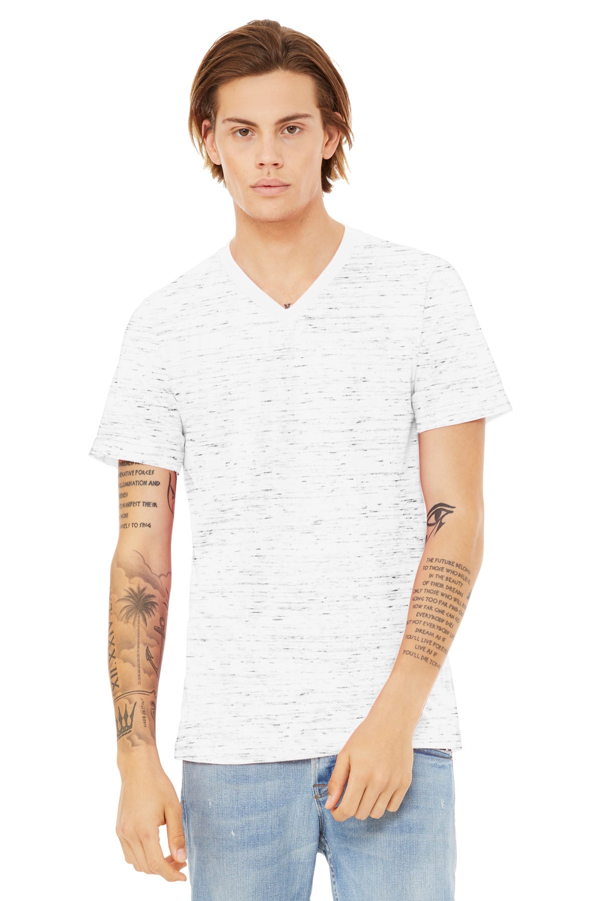 Custom Embroidery or DTF Print - BELLA+CANVAS ® Unisex Textured Jersey V-Neck Tee BC3655