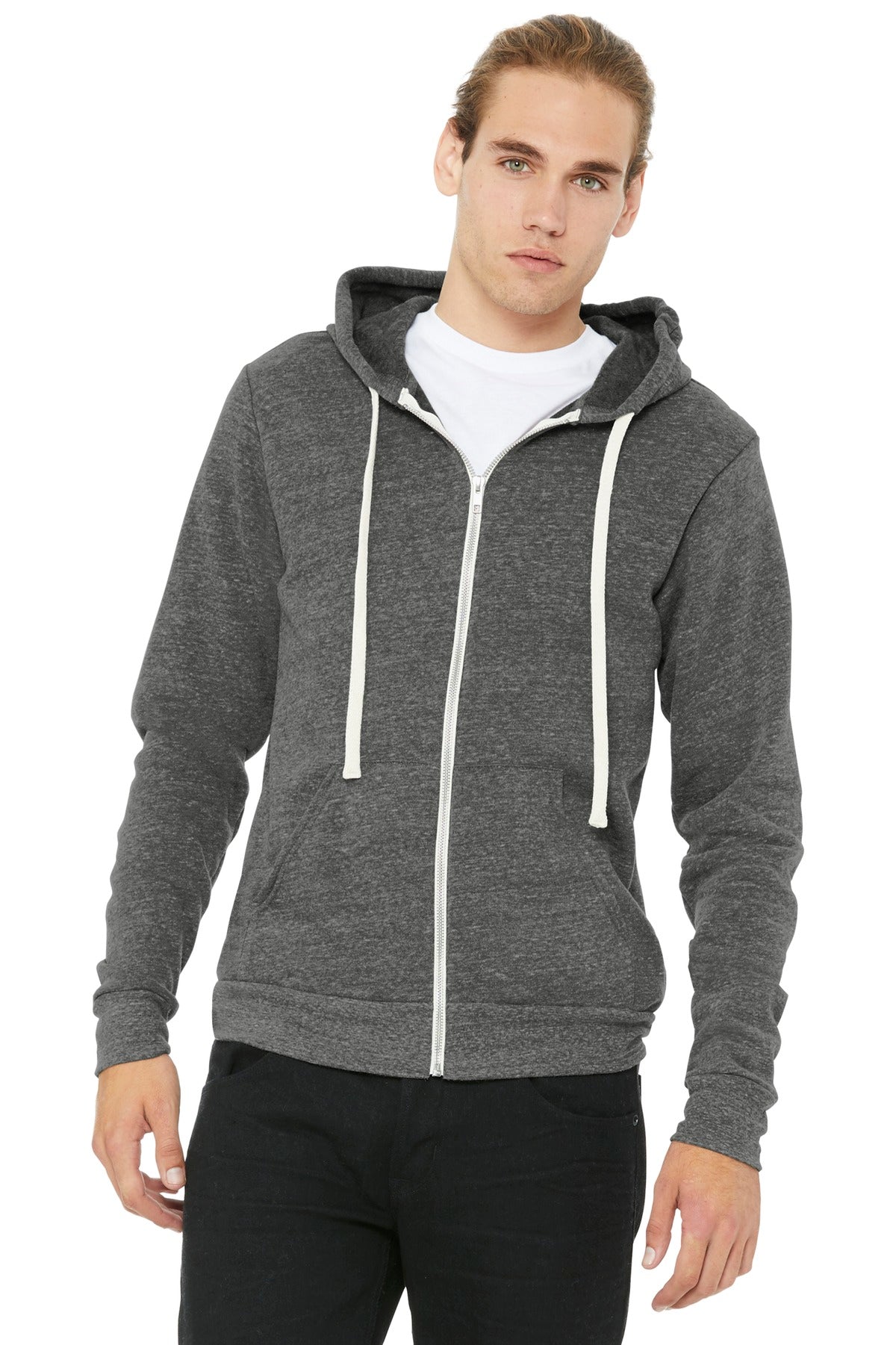 Custom Embroidery or DTF Print - BELLA+CANVAS ® Unisex Triblend Sponge Fleece Full-Zip Hoodie. BC3909