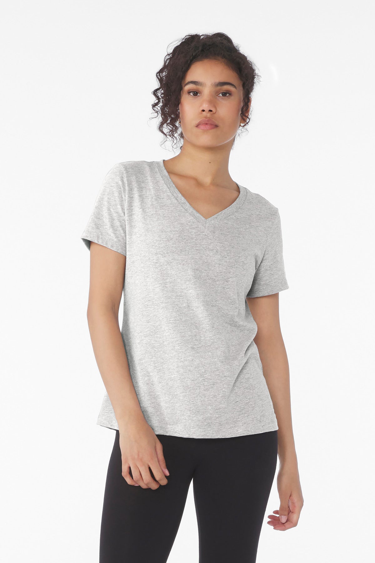 Custom Embroidery or DTF Print - BELLA+CANVAS ® Women's Relaxed Heather CVC V-Neck Tee BC6405CVC